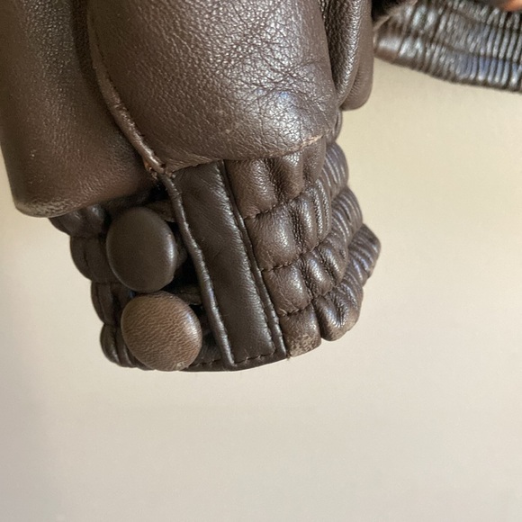 Vintage Brown Rademakers Custom Men’s Muskrat Fur Collar Leather Bomber Jacket - Picture 3 of 10